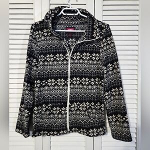 Black and White Snowflake Fleece Jacket